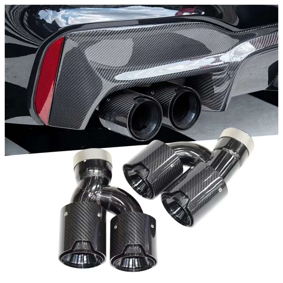 

DEX Car Exhaust Tip for BMW 5 Series G30 G31 G38 M Power 4 Outlet High Quality Carbon Fiber SUS304 Muffler Exhaust Pipe TailPipe