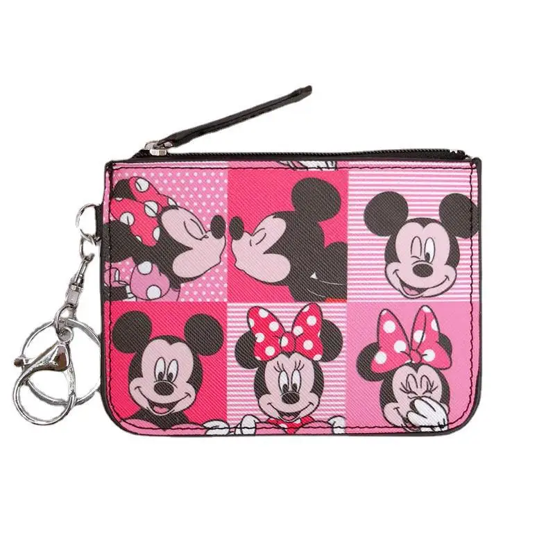 Disney Bag Mickey Minica Set Girls Coin Purse Cute Cartoon Donald Duck Print Student Rice Card Bag Loose Purse with Key Chain