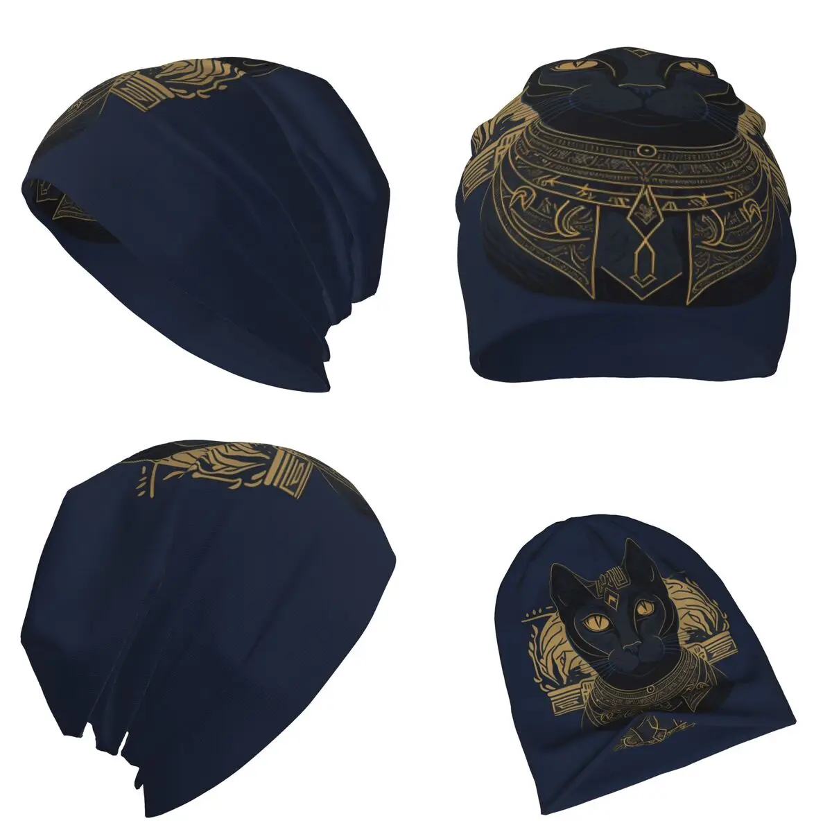 الآلهة المصرية باستيت الفن من مصر القديمة الدافئة محبوك قبعة الهيب هوب بونيه قبعة الخريف الشتاء في الهواء الطلق قبعة حريمي للجنسين