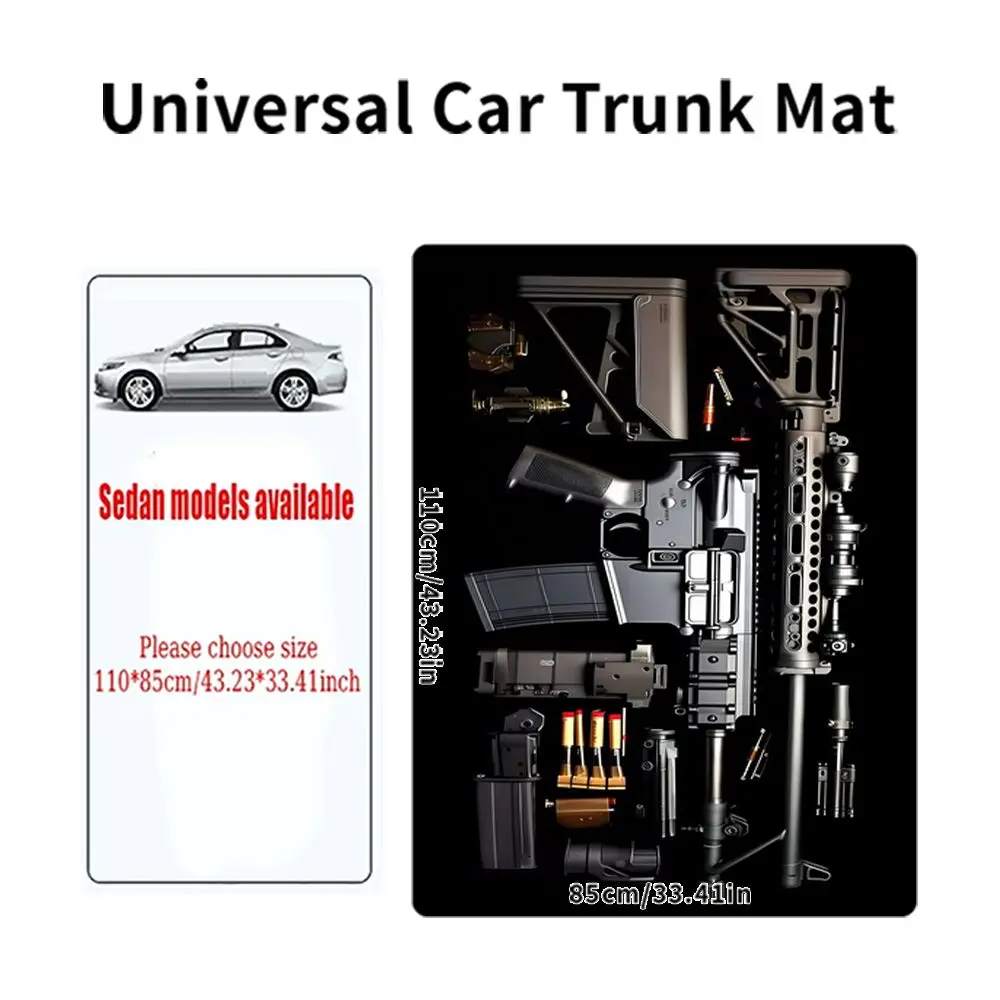 1pcs Car Trunk Mat With Rifle Gun Print Universal Durable Liner Easy Clean All-Season Auto Liner Interior Accessories For SUVs view 5