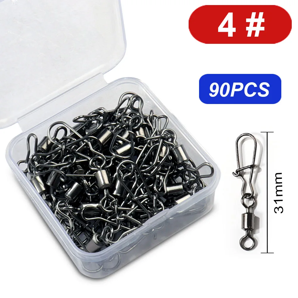 100 teile/schachtel Schwenk Snap Pin Rolling Ring Angelgerät Box Schnalle Haken Kit Draht Stecker Drehen Lager Pesca 35 -100 stücke Getriebe