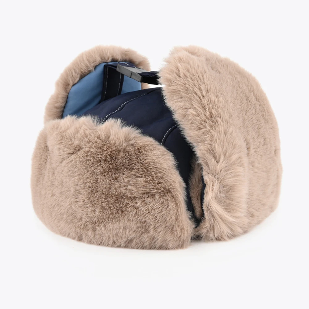 HT5201 Bomber Hat Thick Warm Patchwork Winter Fur Hat Men Women Windproof Snow Ski Trapper Earflap Cap Male Female Russian Hats