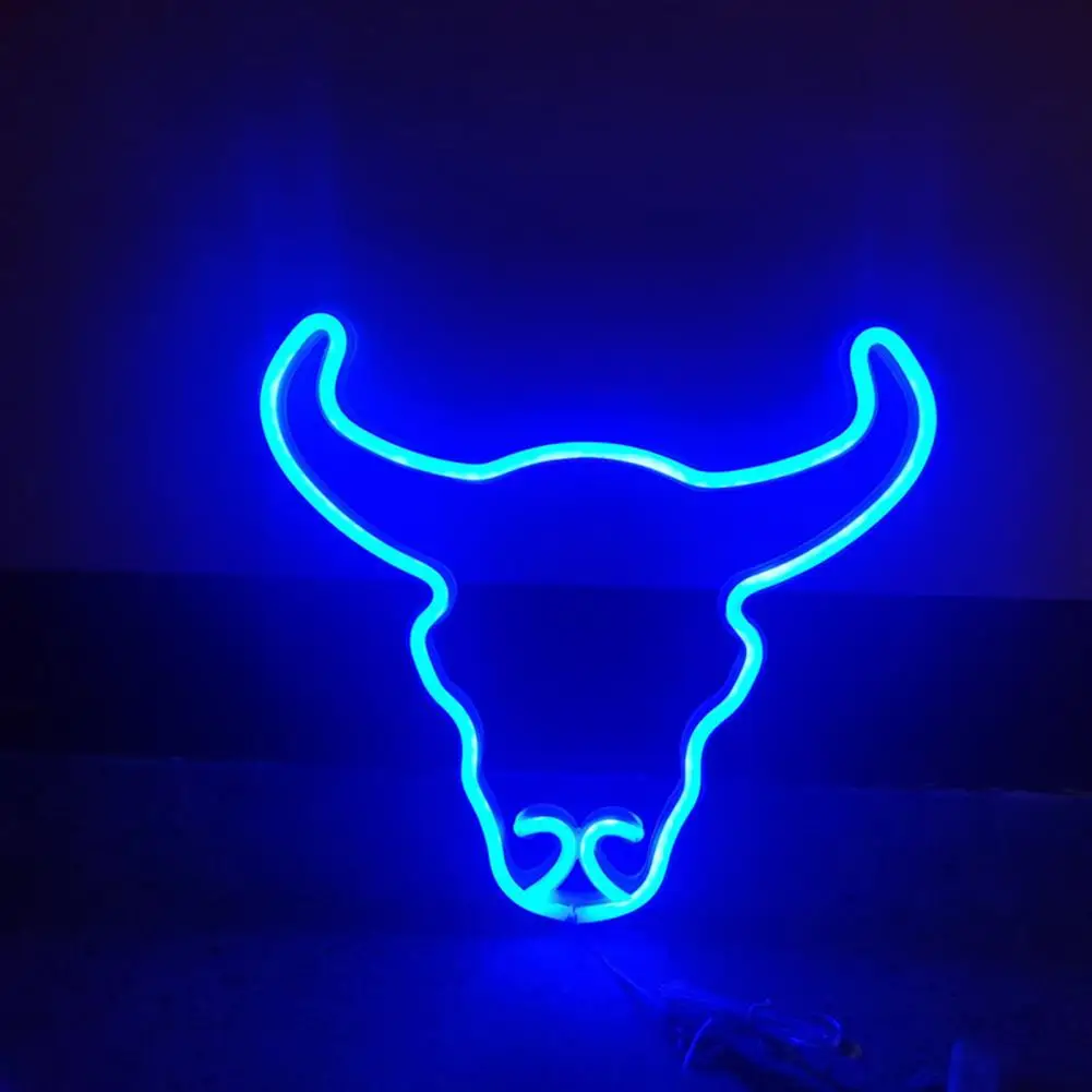 Led Lamp Led Neon Lamp Non-glaring Flicker Free Bull Head Neon Sign Lamp Usb/battery Operated Desktop Decoration 3 Years