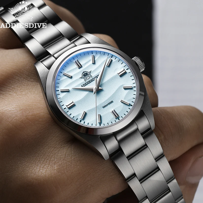 ADDIESDIVE Men Luxury Watch VH31 Quartz 316L Stainless Steel Bubble Dome Crystal Watches Anti-Glare 100M Waterproof Wristwatch