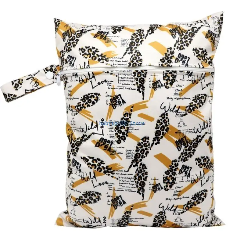 Y4UD حقيبة حفاضات أطفال مريحة ومتينة مقاومة للماء حقيبة تخزين الحفاضات الرطبة والجافة مع مقبض حقيبة بسحاب للأمهات المشغولات