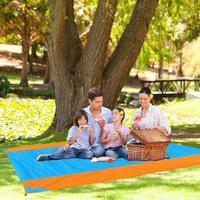 Beach Picnic Mat 200X200Cm Blue Gray Foldable Waterproof Outdoor Mat For Camping Portable Lightweight Grass Rug Travel