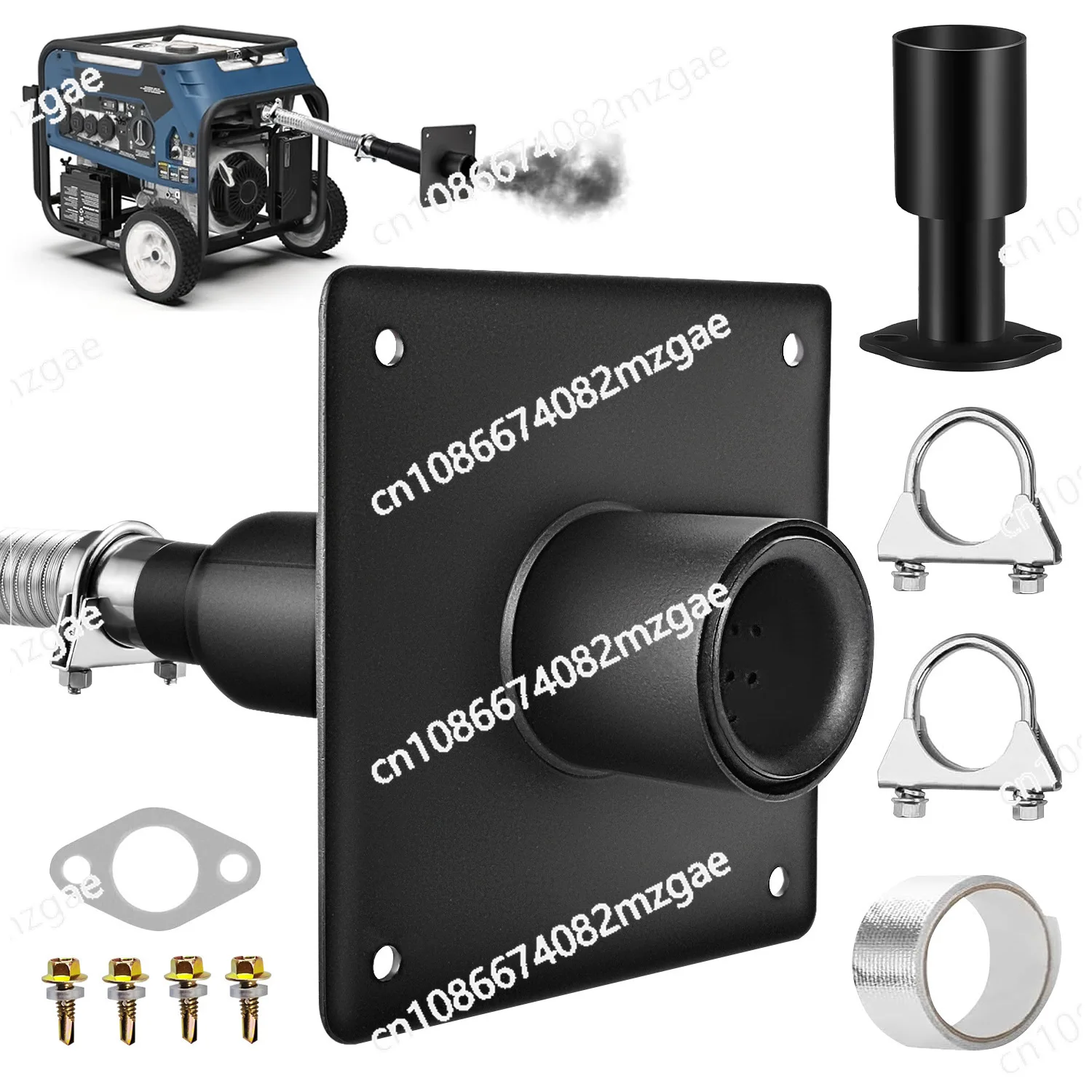 Generator Exhaust Expansion Kit with Insulated Through-Wall Mounting Plate for Most Generators