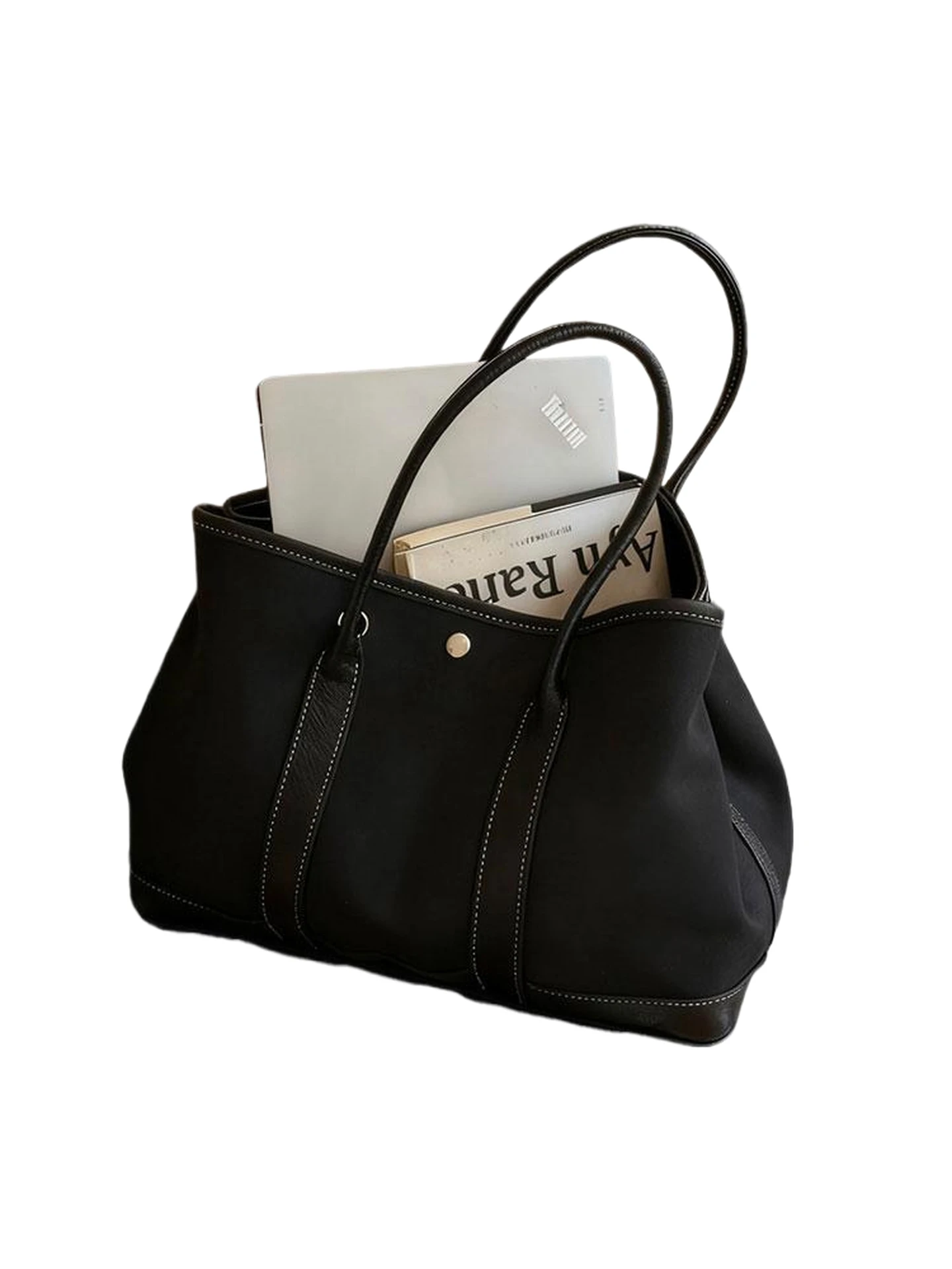 Black Canvas Tote Garden Bag Women's 2026 New Luxury Minimalist High-End Single Shoulder Handbag Underarm Bag Soft PU Pure Color view 5