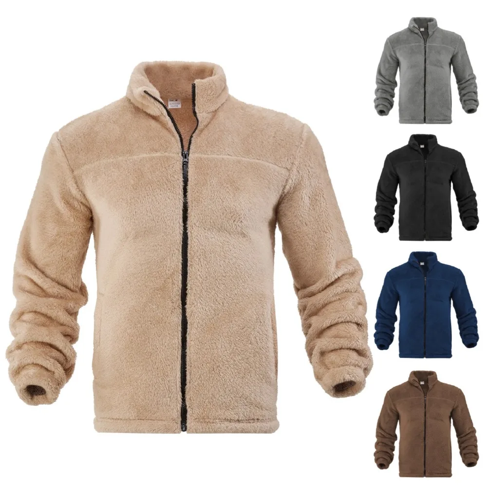 

Мужская зимняя куртка шерпа на флисовой подкладке с круглым вырезом свободного покроя для повседневного использования в холодную погоду