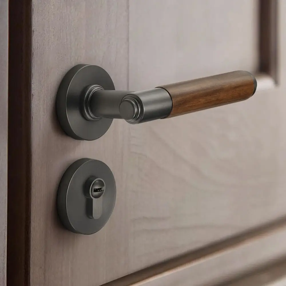 Simple Design Aluminum Alloy Door Lock Magnetic Wood Grain Safety Locks Easy Installation Split Locks Magnetic Lock Wall Mounted