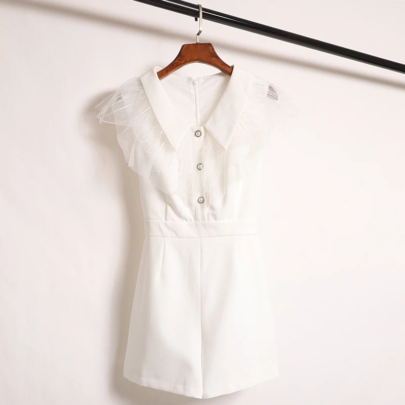 

White One-Piece Pants Women Summer 2024 New European Sle Light Maturi Small Size Faionable High Waist Wide Leg orts D...