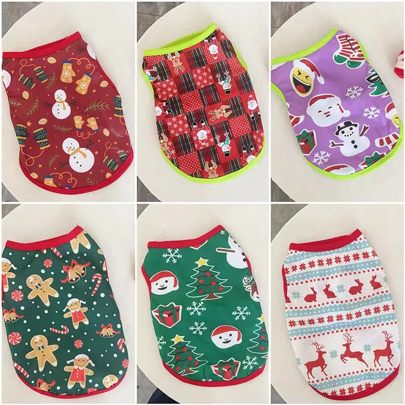 Christmas Dog Clothes Pet Clothes Dog Cats Xmas Deer Print Puppy T-shirt Chihuahua Vest Coat Cat Hoodies Dogs Christmas Clothing