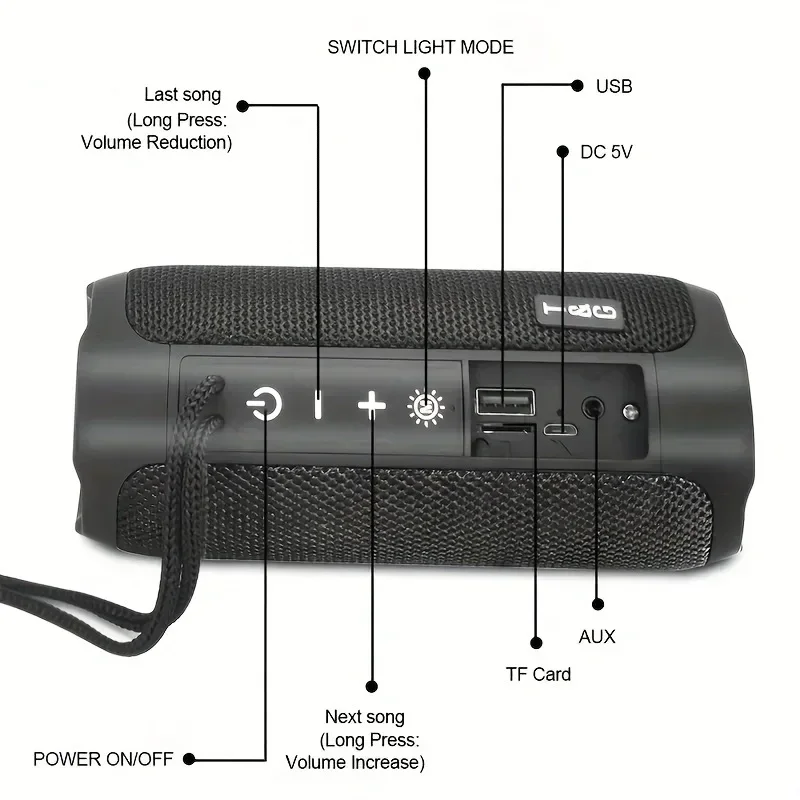 T&G TG227 Waterpro With Lamp Outdoor Portable Upright Wireless Compatible Speaker Music Player Support TF FM Radio Music Party image 5