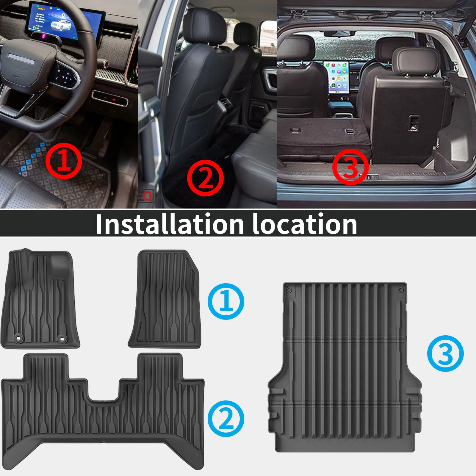 for BYD Shark 6 2026 2025 2024 Waterproof TPE Car Mats 3D Laser Scanning Perfect Fit Odorless Accessories Easy Clean