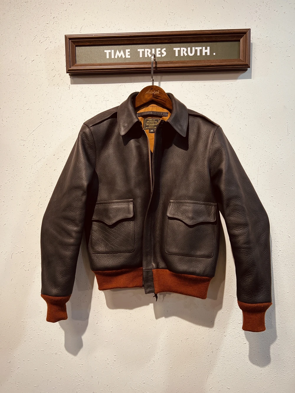 Tailor Brando American Vintage A2-27752 Italian Washed Vegetable Tanned Oil Waxed Cowhide Pilot Jacket