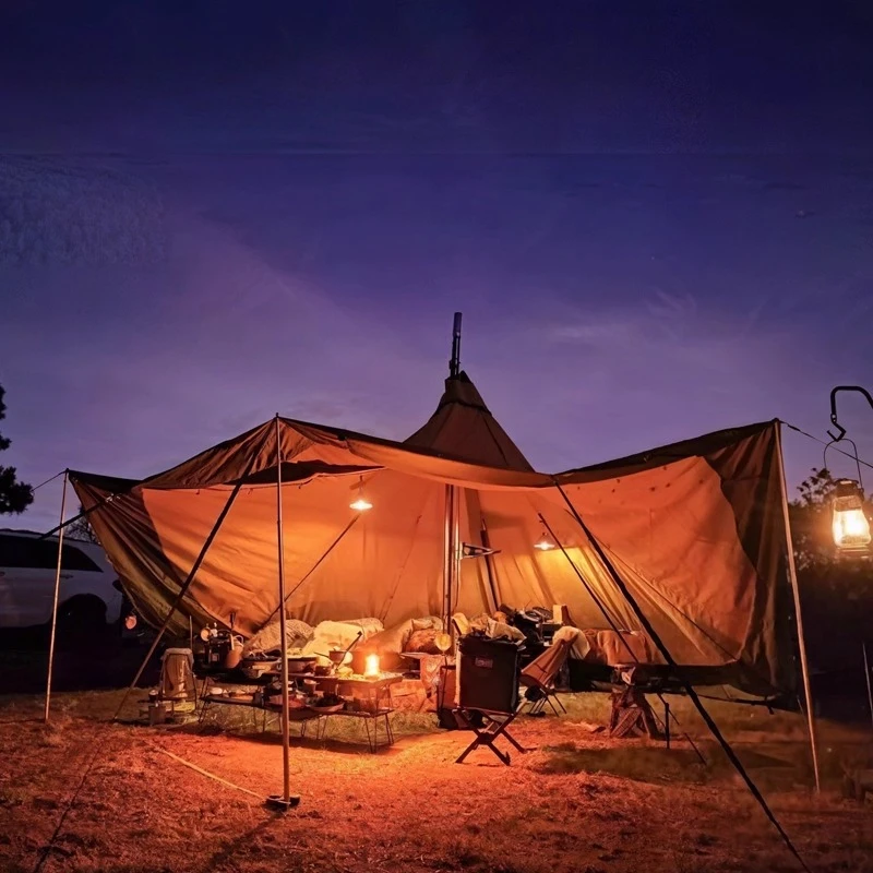 Tienda minimalista para Hotel al aire libre, tienda de campaña con área escénica, tienda de campaña, torre de campamento, restaurante, pirámide, tienda voladora india