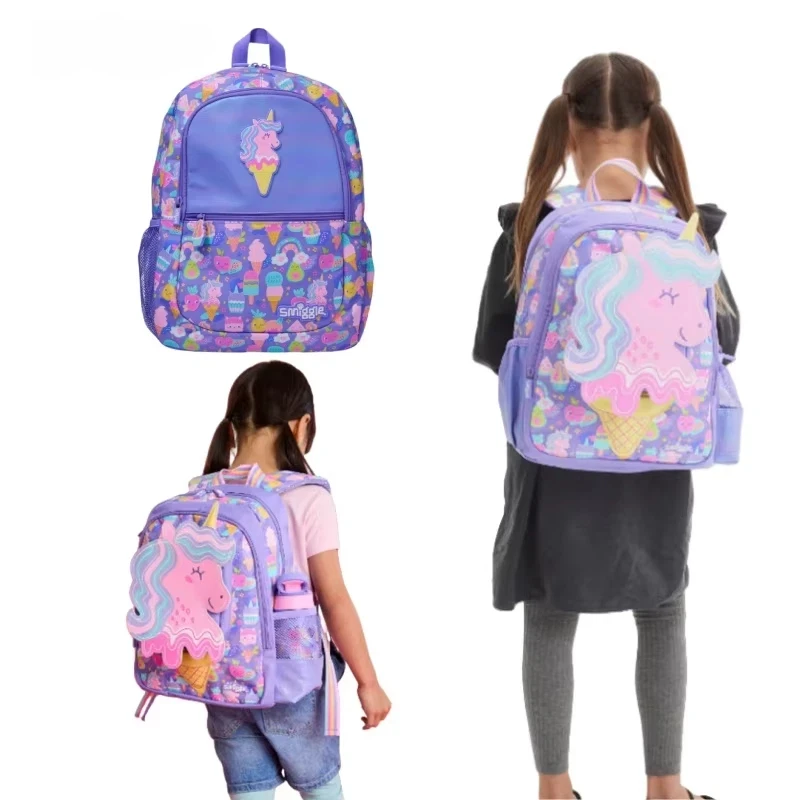 حقيقي أستراليا الأرجواني يونيكورن على ظهره الكرتون لطيف المدرسة الابتدائية رياض الأطفال حقيبة مدرسية حقيبة الغداء لوازم الطلاب #1