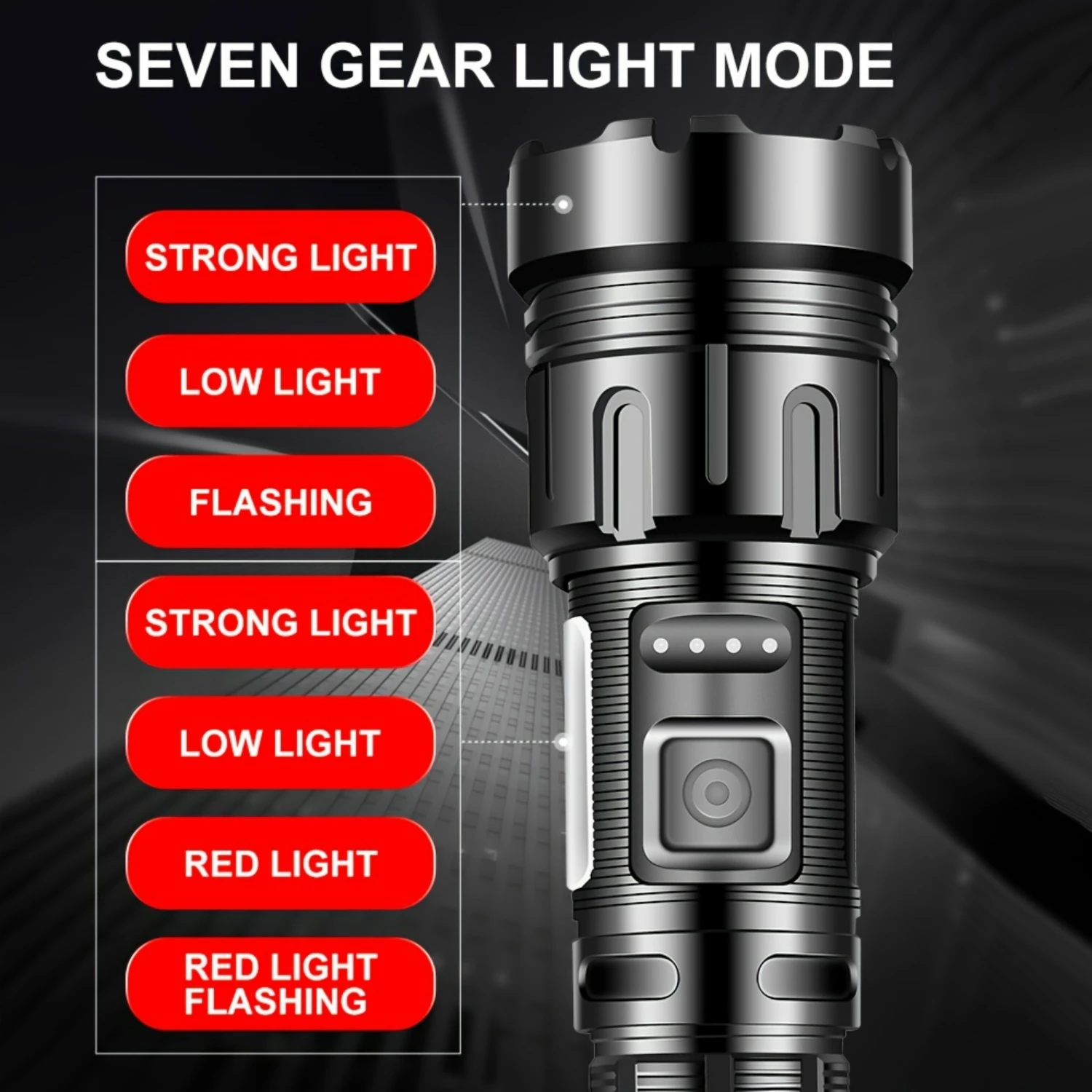 Multifunctional Outdoor Lighting Powerhouse  Powerful Telescopic Zoom Type-c Charging Flashlight with Strong Light and COB Side