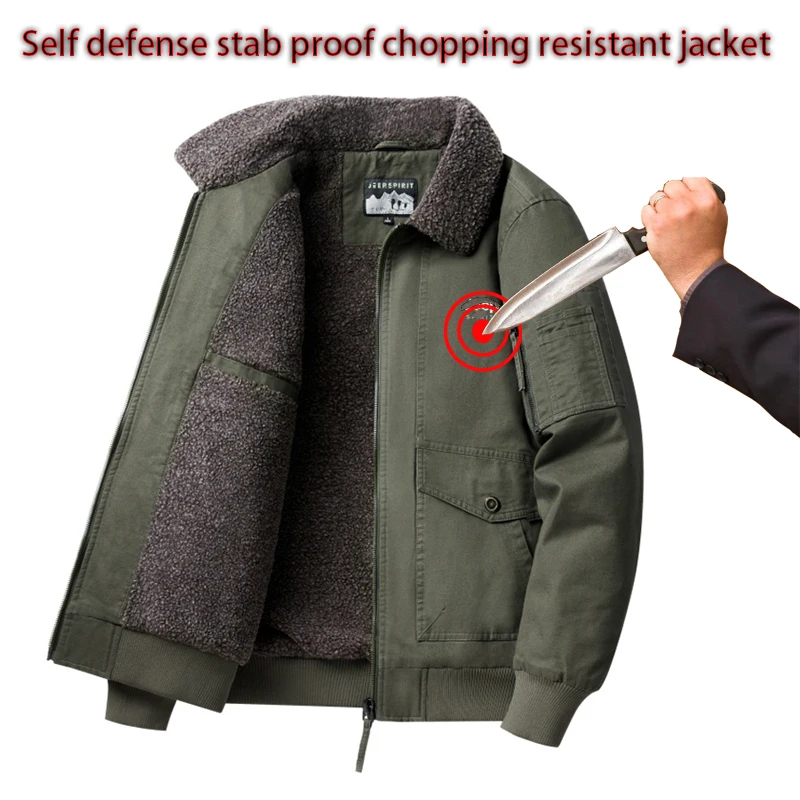 New Winter Men Women\'s Self-Defense Stab Proof Chopping Resistant Clothing With Fur Collar For Warmth Fbi Police Safety Clothing