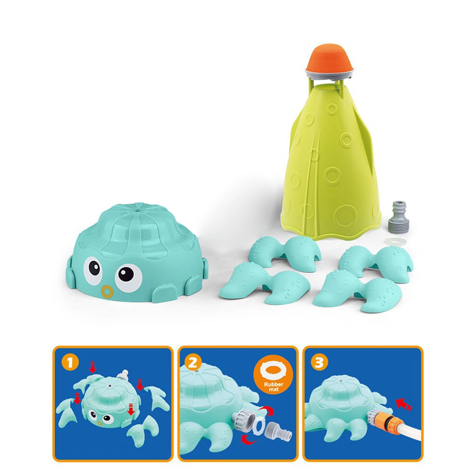 1 Set Kids Outdoor Octopus Water Spray Toy Water Rotary Scene Toy Sprinkler Set Collection Children'S Gift Boys Girls Outside
