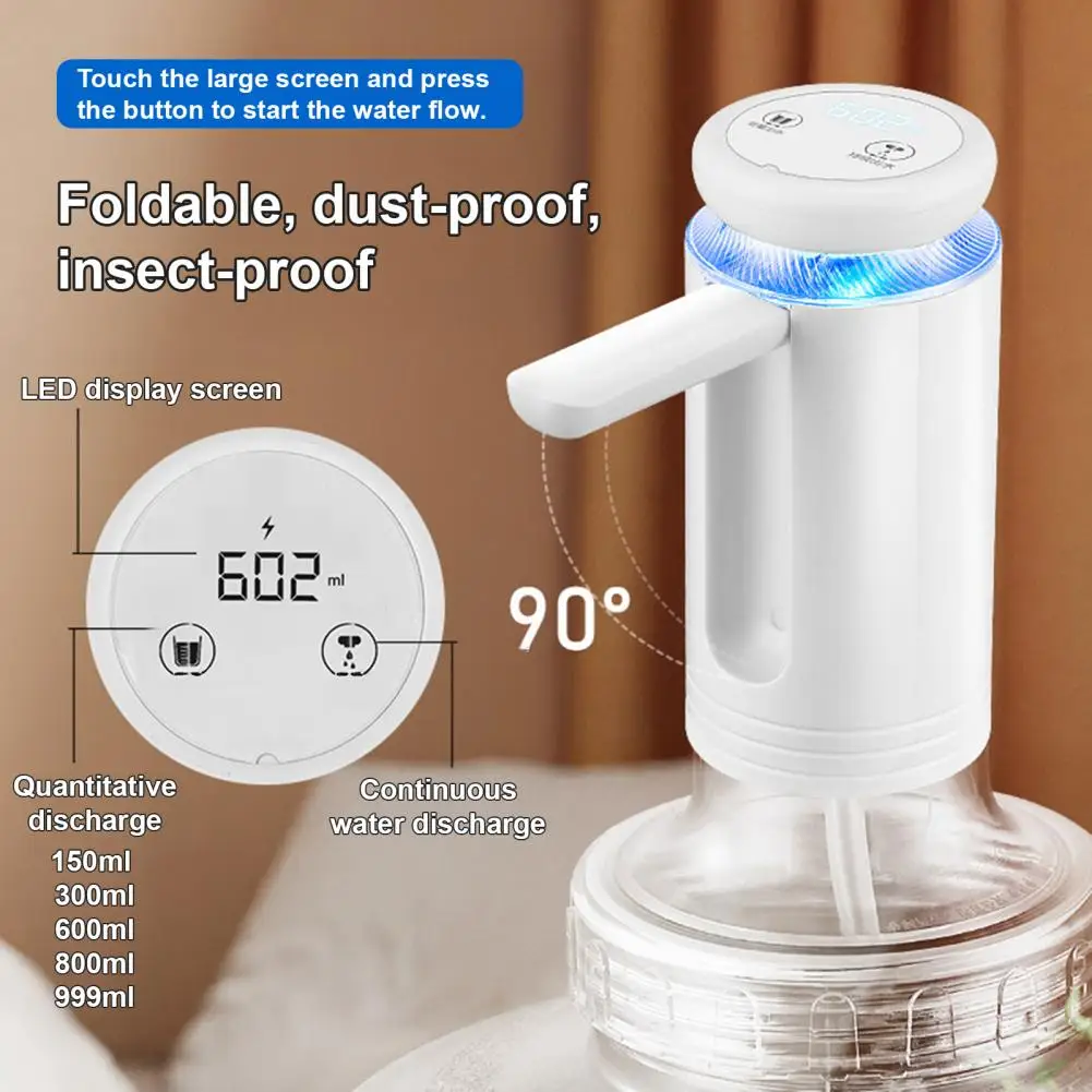 Automatic Bottle Top Pump with Digital Display Sterilization 90 Degree Foldable Spout Quantitative Electric Water Dispenser Pump