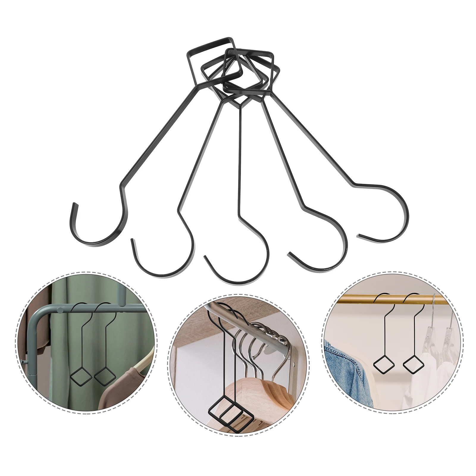 

5 pcs Extended Metal Clothes Hooks Strong Load-Bearing Multi-Functional Closet Bag Purse Hat Coat Hangers High Manganese Steel
