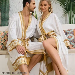 New Lover Sleepwear Long Robe Baroque Style Print Kimono Bathrobe Gown Lingerie Luxury Women Silk Satin Home Clothing Loungewear