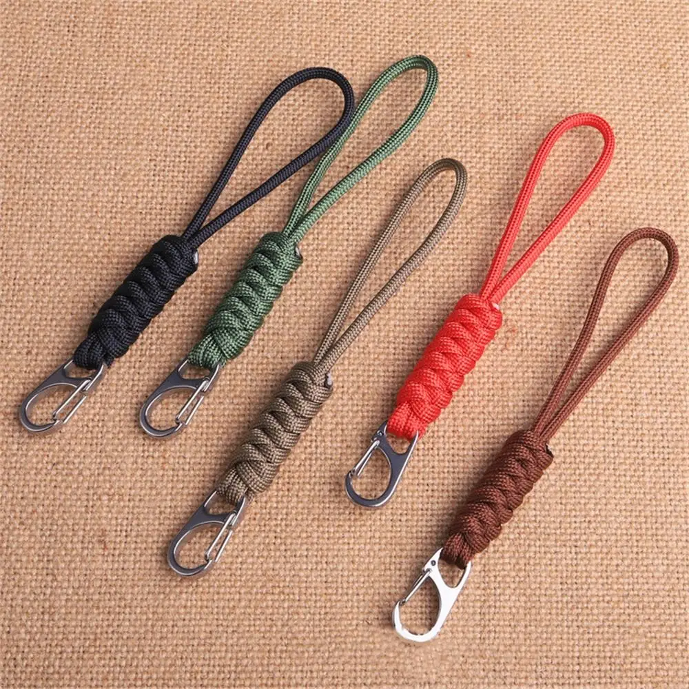 Handmade Paracord Keychain Anti-lost Chain Snake Knot Umbrella Rope Keyring Backpack Buckle Metal Braided Woven Keychain