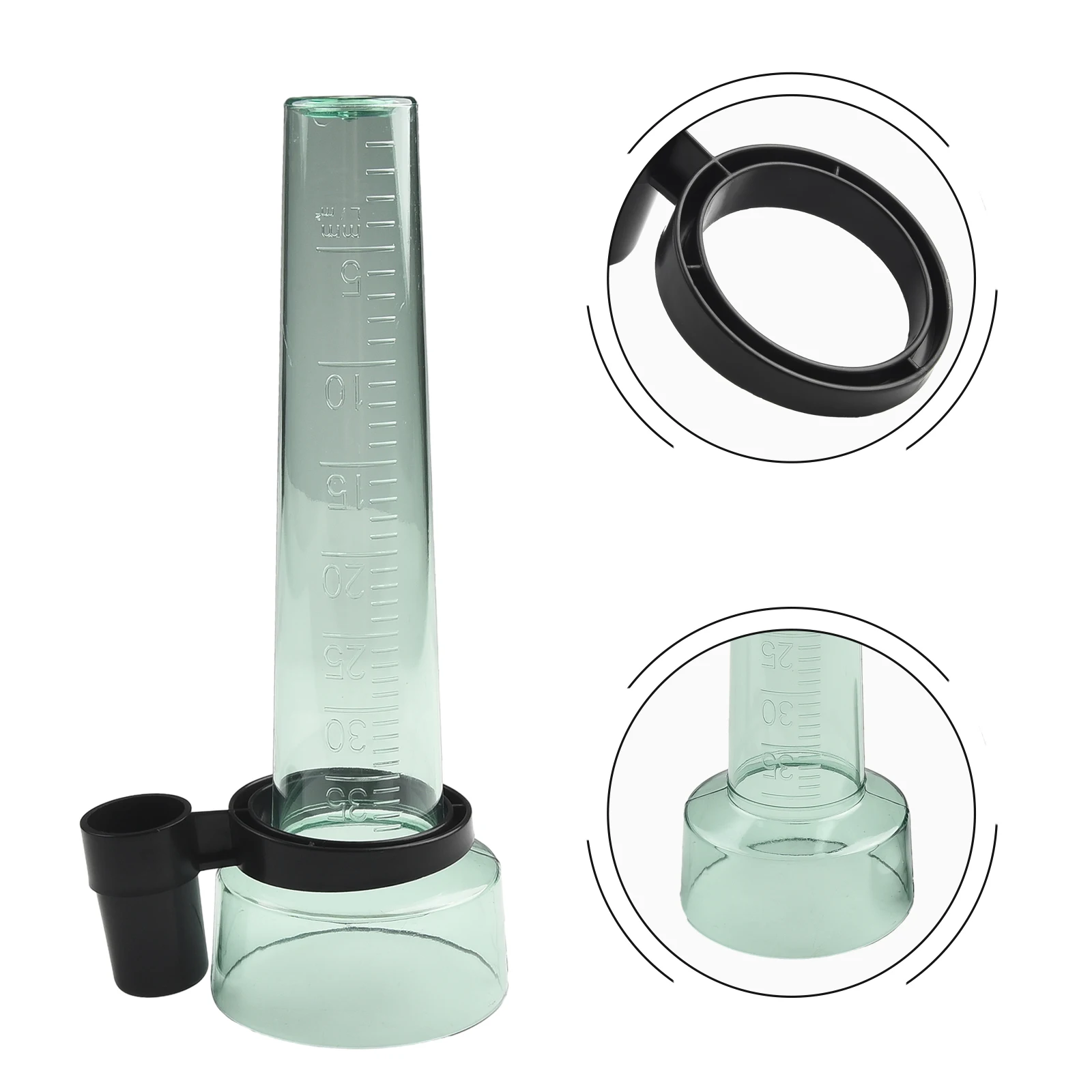 1Pc Rain Gauge International Style Transparent Light Green Polystyrene Max. 33mm Rain Measurement Tool For Garden Water Teaching