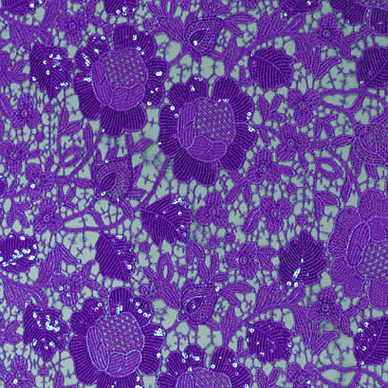 Wedding Dress Fabrics Catwalk Clothes New FASHION SHOW Nigeria Embroidery Design Sequin Purple Color Sequin Fabric for Sewing