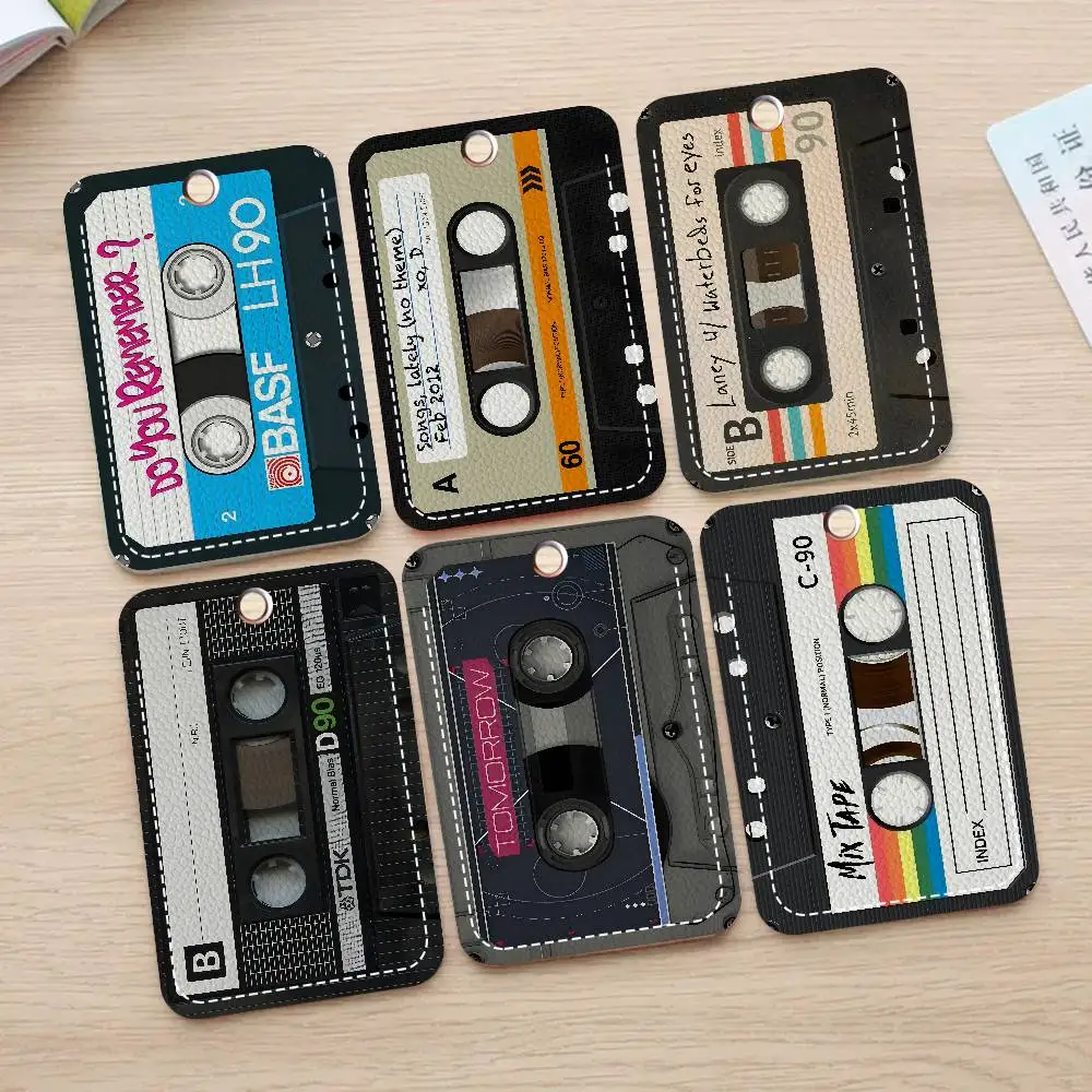 Retro Cassette Music Tape Bank Card,Subway, Bus Card Holder Keychain Key Ring Door Access Tags ID Card Case Keychain Access