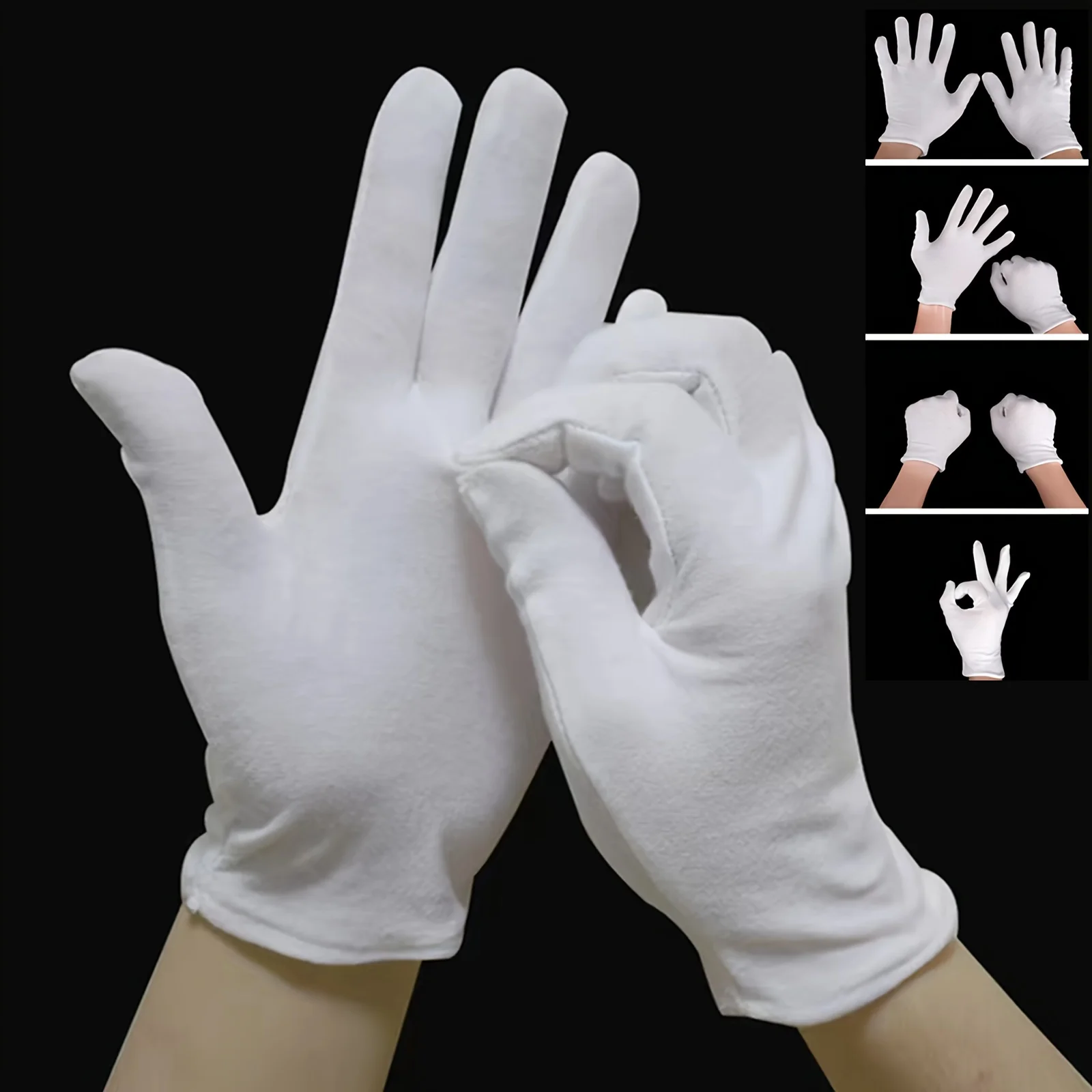 1pair White Moisturizing SPA Gloves | Soft,Breathable,Elastic Fit for Hand,Suitable for Lotions and Hydration,for Most Women