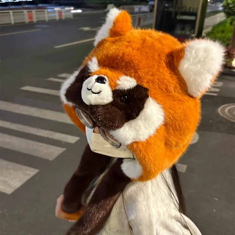 Super Lovely Red Panda Cosplay Hat Raccon Winter Warm Fluffy Cute Kawaii Accessory Christmas Thanksgiving New Year Gift Present