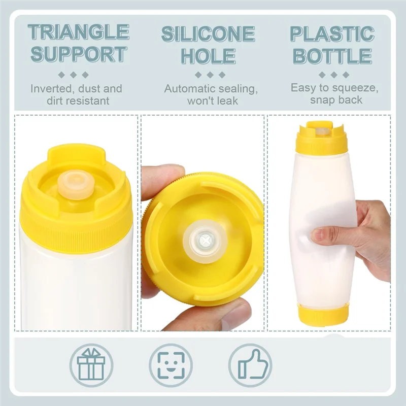 AB08-20Oz Inverted Plastic Squeeze Bottles, Refillable Tip Large Valve Dispenser Condiment Squeeze Bottle For Sauces Ketchup