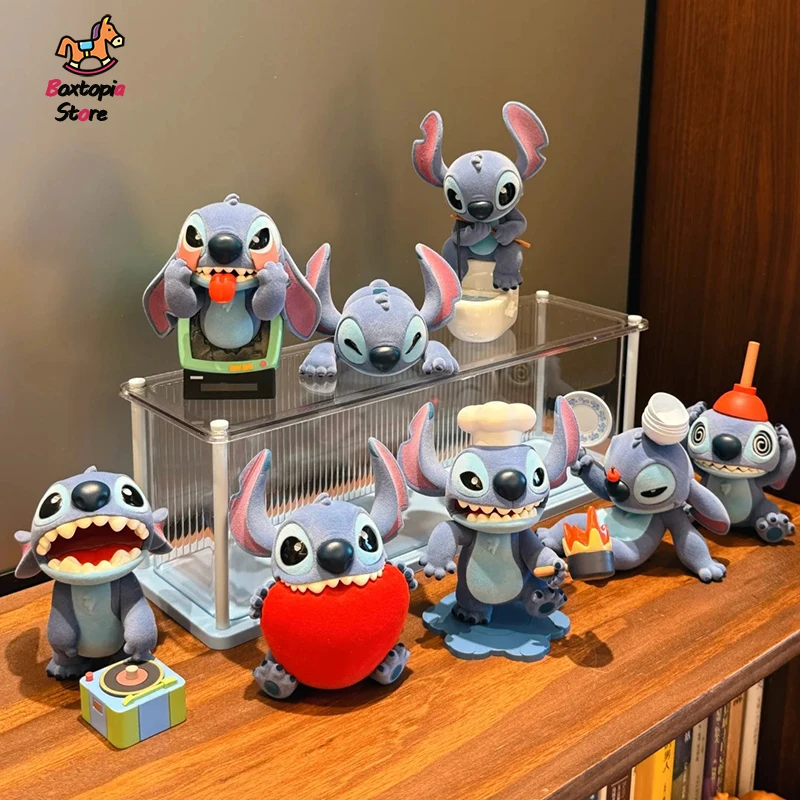 

New Original Stitch Super Trouble Maker Series Blind Box Ornament Flocking Figure Dolls Mystery Box Trendy Toys Kawaii Girl Gift