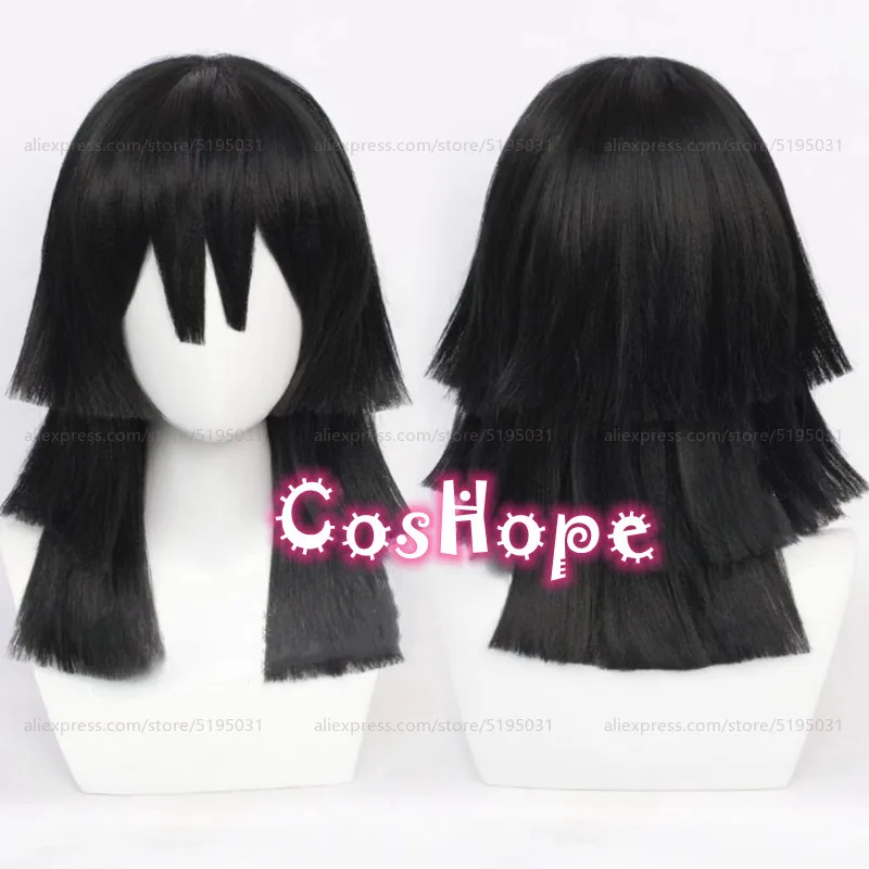 

Iguro Obanai Cosplay Wig 40cm Black Wig Cosplay Anime Cosplay Wigs Heat Resistant Synthetic Wigs