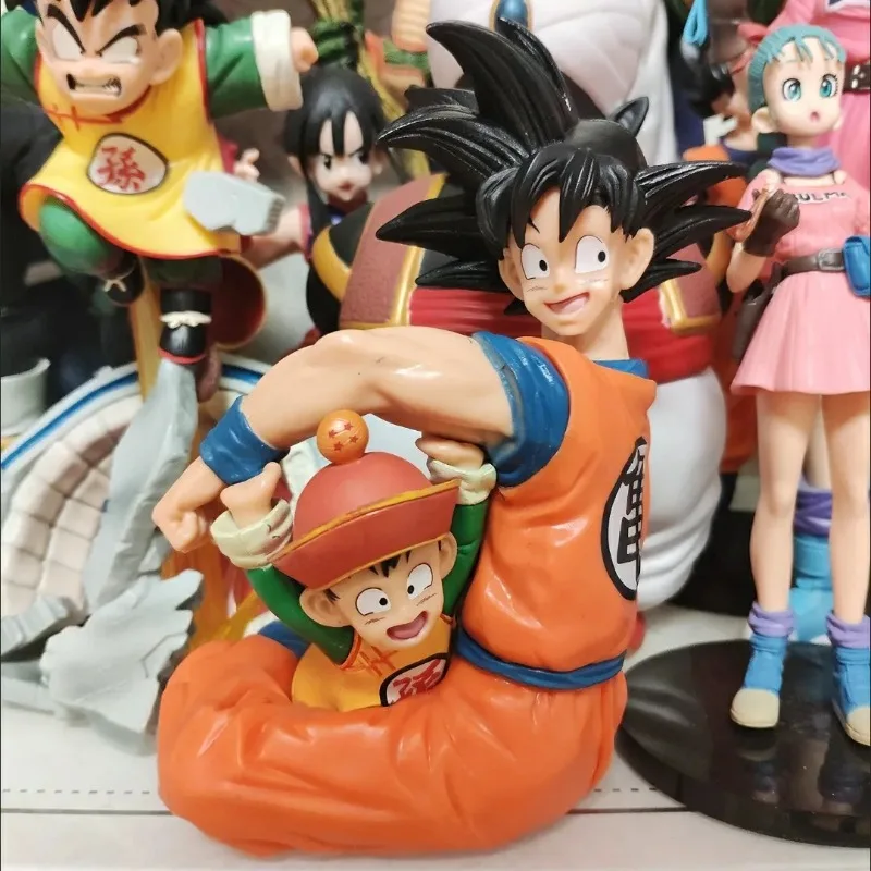 Bandai Dragon Ball Anime Figure Son Goku Son Gohan Father-son Hugging Posture Model Doll Figurines Gifts Desktop Ornaments Toy