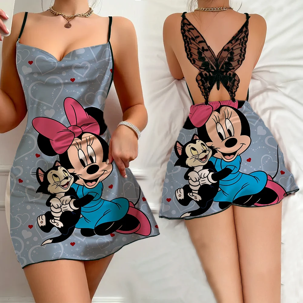 New Comfortable Female Sleepimg Dress Sexy Women's Slip Dress Pajama Summer Sleevesless Nightwear for Women with Cartoon Pattern