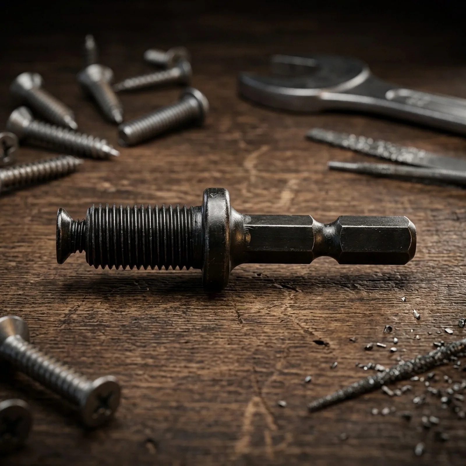 Drill Bit Accessory Hex Shank Adapter 1/4 to 1/2 Inch Male Thread with Torque Bearing for Reliable Chuck Holding