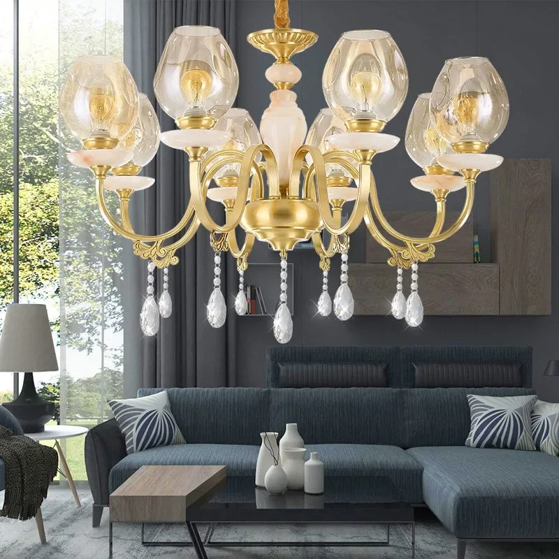 GHJUYIOL Light luxury and grand living room lamp, crystal glass chandelier, post-modern and minimalist lighting