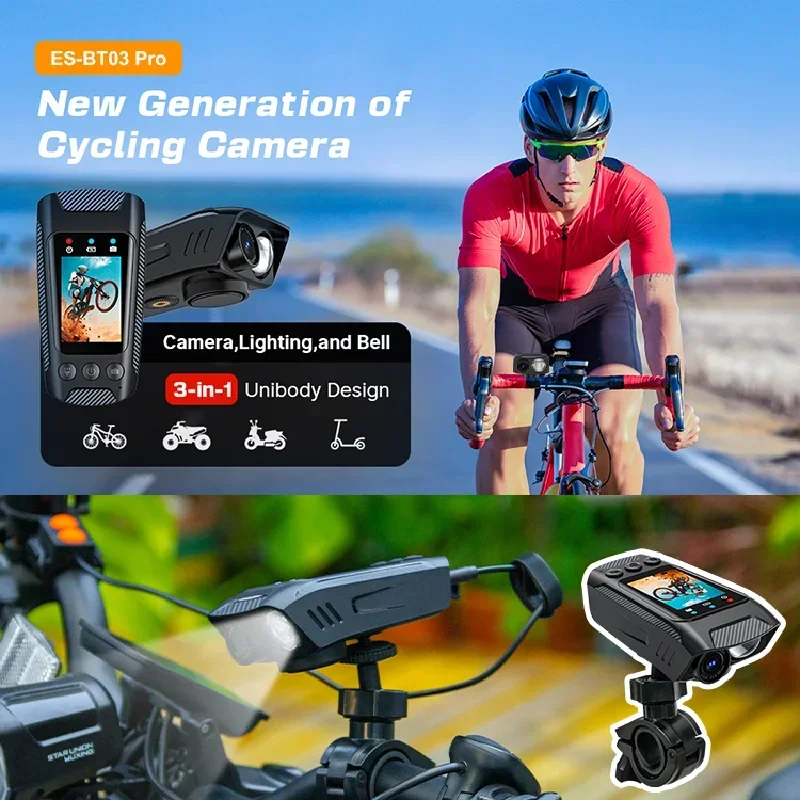 Imagem -04 - Multifunções Esporte dv Dash Cam com Chifre de Luz 4k Câmera de Ação Capacete de Bicicleta Tela hd Motocicleta Bicicleta Ciclismo em 1