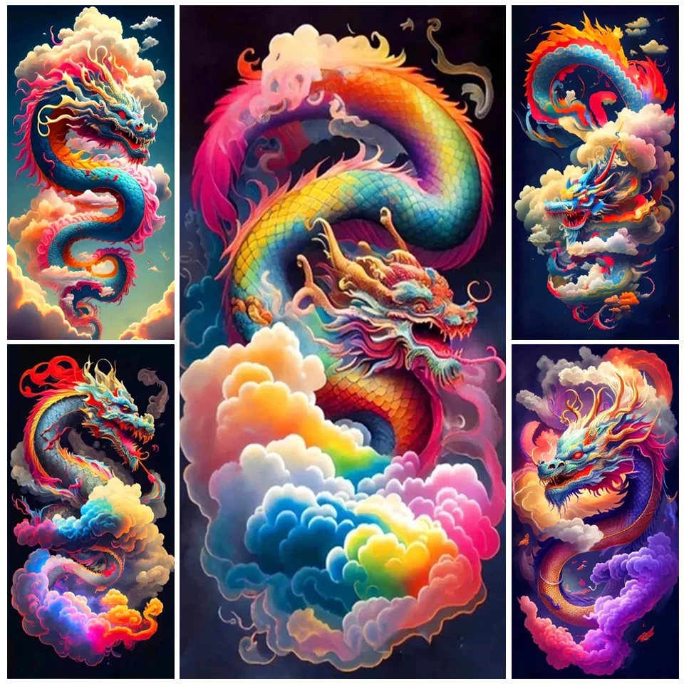 Colorful Cloud New Arrivals 5D Diamond Painting Abstract Animal Dragon Full Square/Round Diamond Mosaic Embroidery Home Decor