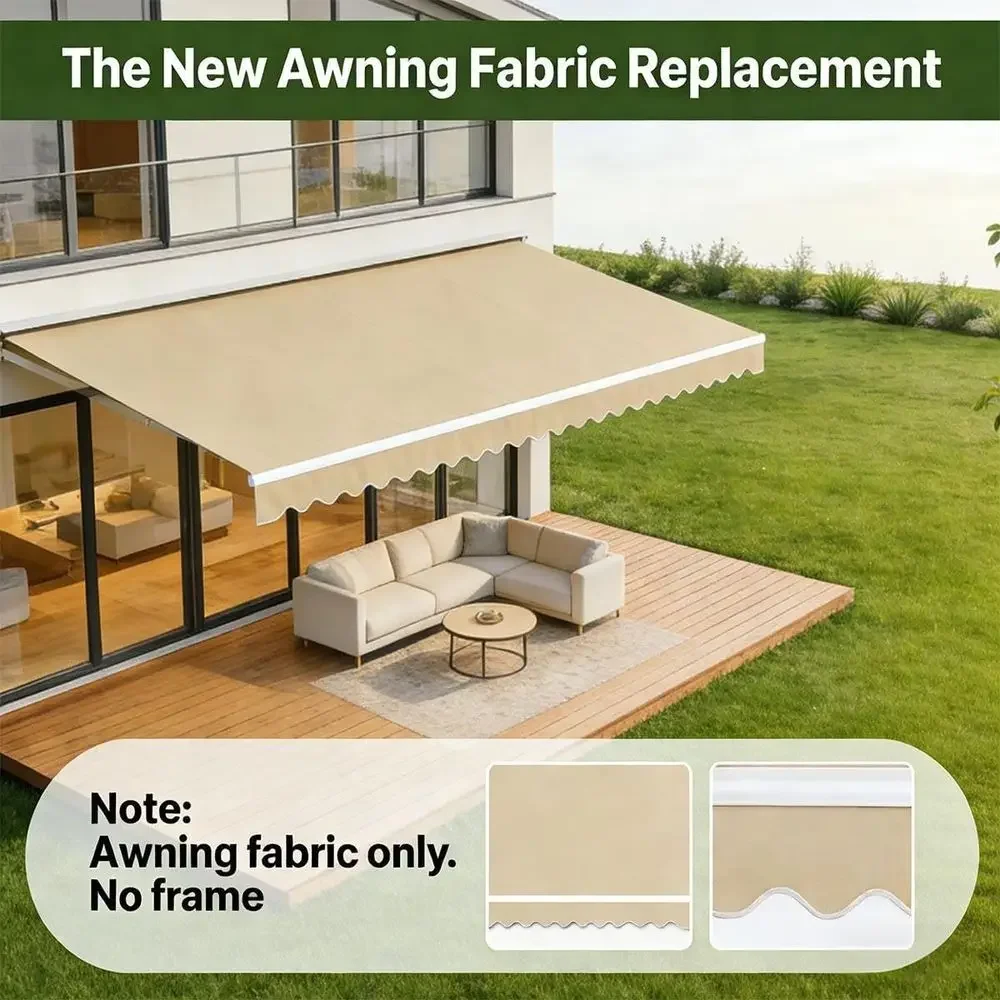 Retractable Outdoor Awning, 6.5m to 16m, Water-Resistant Polyester, Patio Sunshade Cover for Backyard and Balcony (Red White, 16