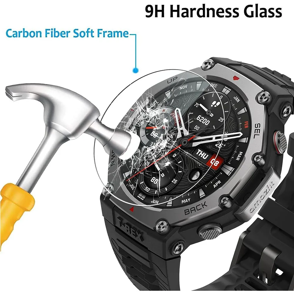 3PCS/lot Screen Protector Tempered Glass For Huami Amazfit T-rex 3 pro 48mm Protective Film T-Rex3 Anti-Scratch Clear HD 2.5D 9H view 3