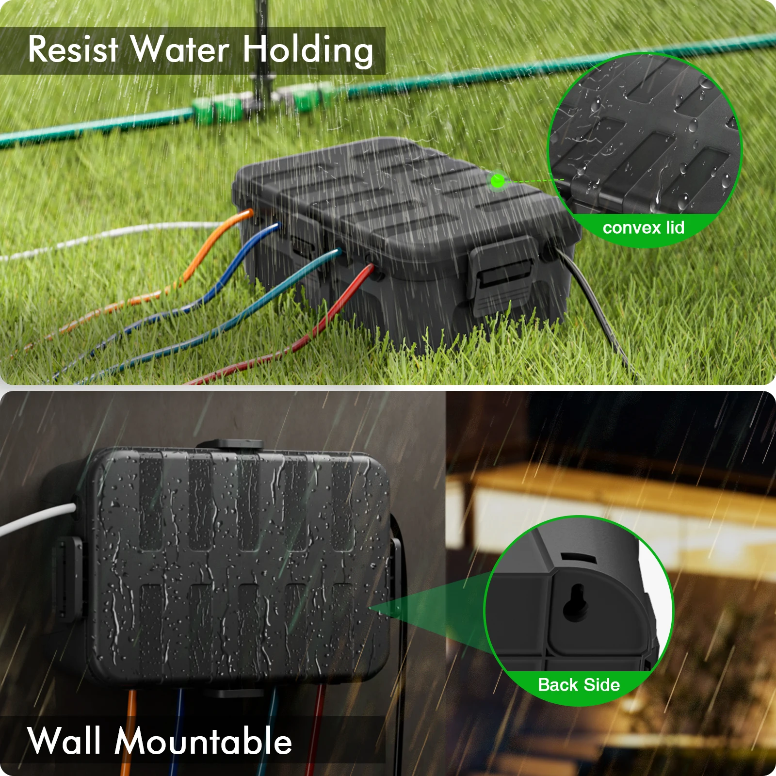 Scatola elettrica impermeabile extra large, copertura presa esterna resistente alle intemperie IP54, protezione presa, spina, timer, ciabatta
