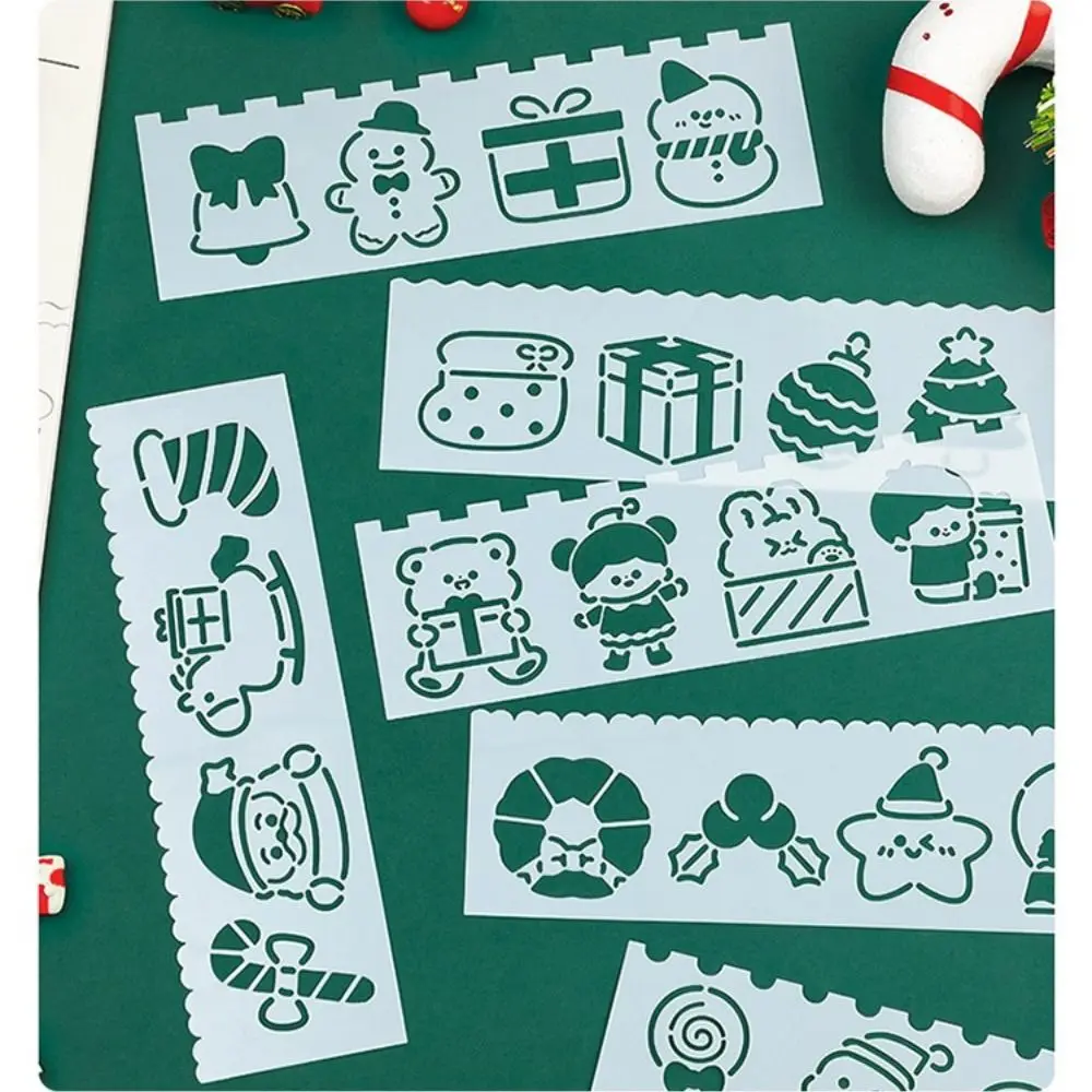 Out Lace Ruler Copy Stencil Merry Christmas Drawing Templates Ruler Students Stationery School Supplies Painting Stencil Tools