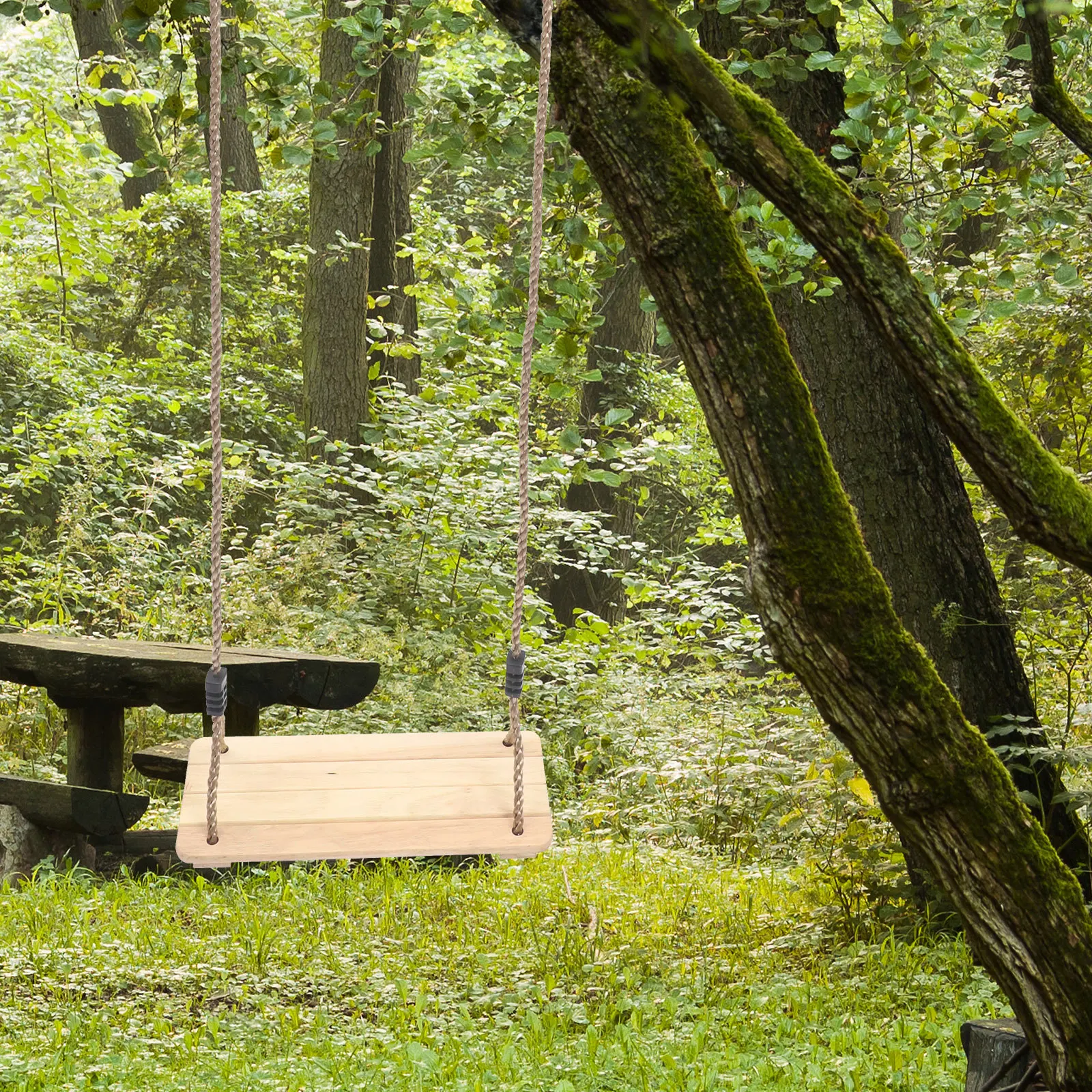 Children Wooden Swing Pine Wood Smooth Polished Indoor Outdoor Hanging Tree Swing Chair Kid Garden Backyard Entertainment