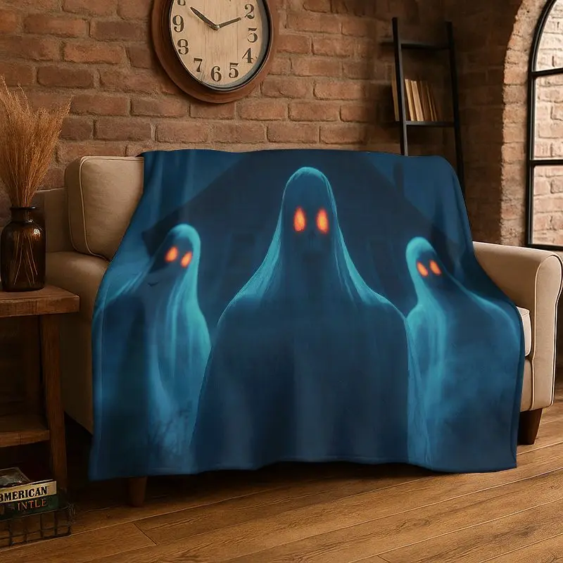 Terrifying Ghost Demon Skull Gothic Flannel Blanket Soft Throw Blanket for Bedroom Living Room Bed Travel Camping Picnic Nap
