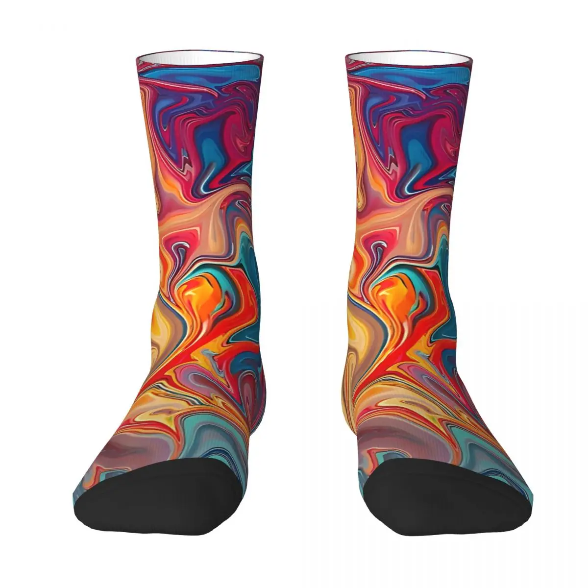 Abstract Fluid Retro Art Stockings Colorful Marble Painting Pattern Funny Socks Winter Anti Sweat Socks Women Men Cycling Socks