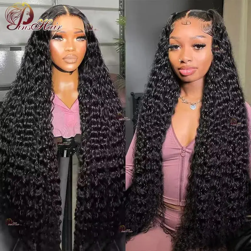 

Water Wave 13x6 Lace Front Human Hair Wigs For Women Brazilian Deep Curly Wave Lace Fronrtal Wig For Women 34 Inch 180% Density